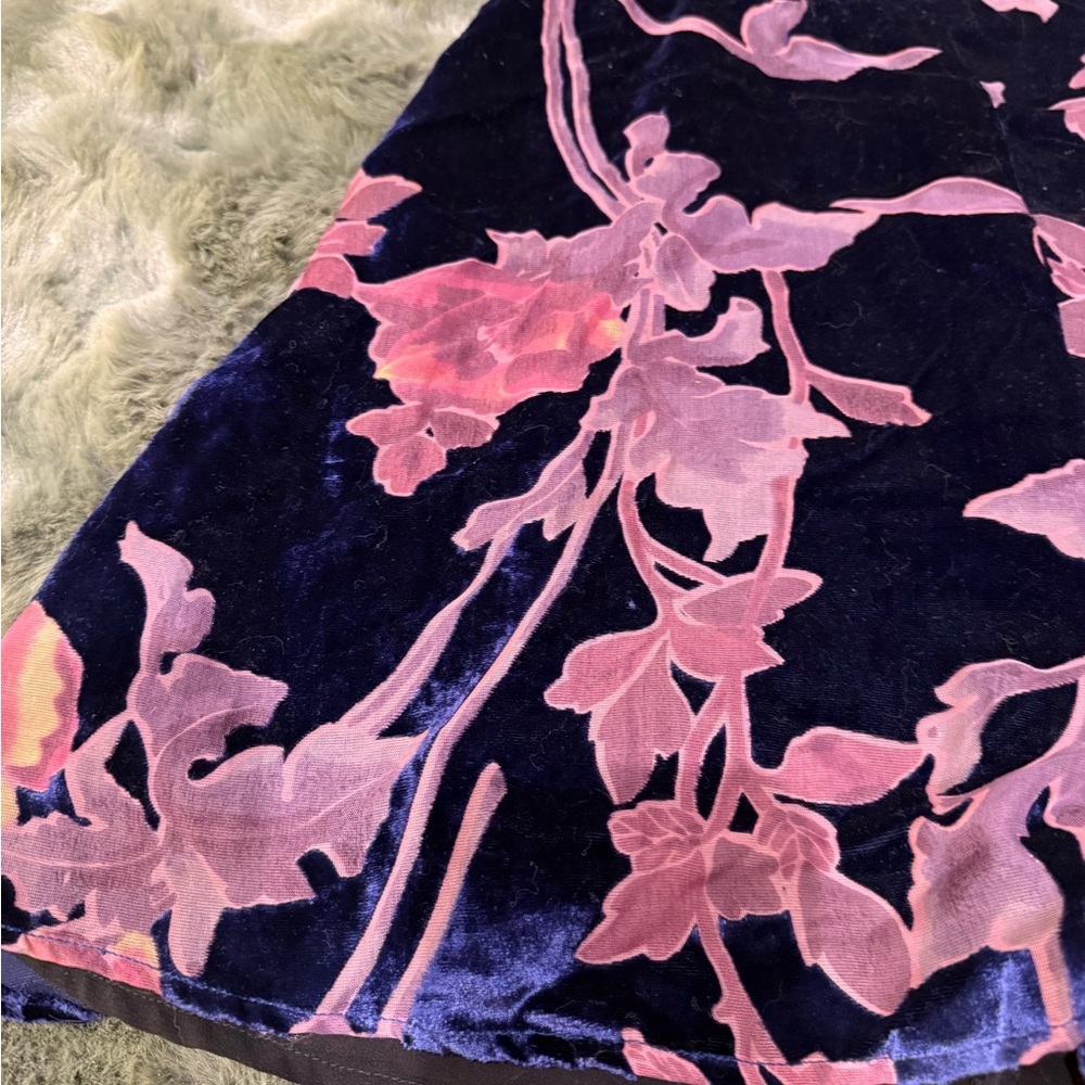 Lush Velvet Floral Romper - Navy and Reddish Pink - Picture 3 of 8